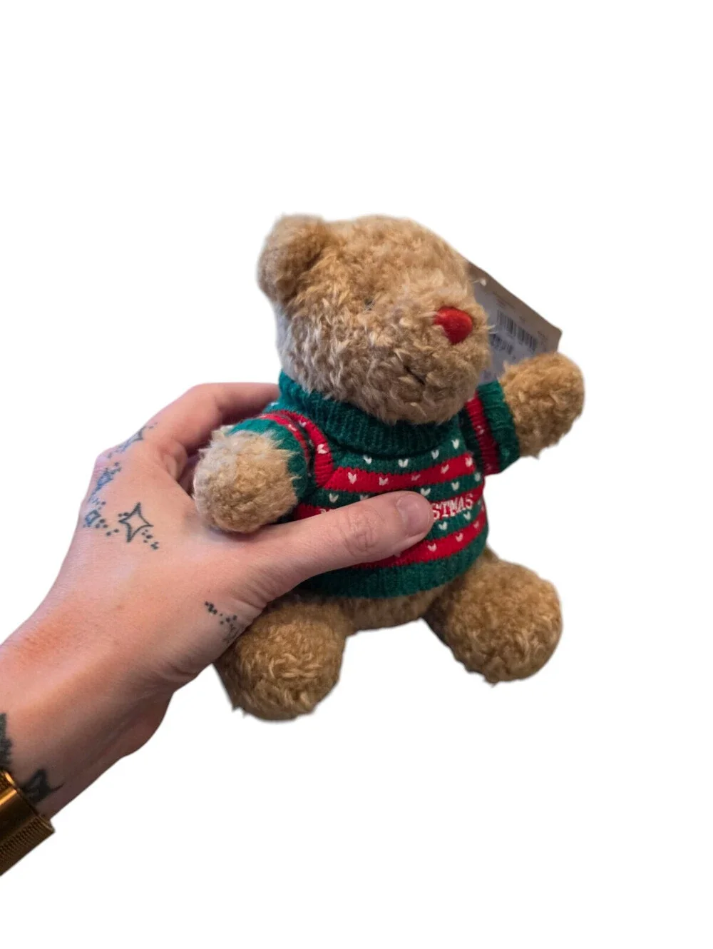 Vintage Soft Dreams Plush Stuffed Animal Teddy Bear in Merry Christmas Sweater